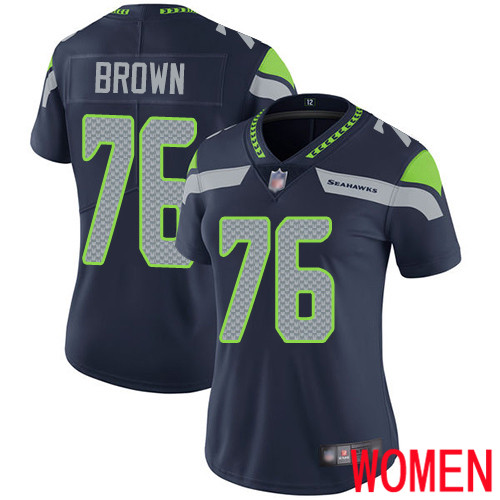Seattle Seahawks Limited Navy Blue Women Duane Brown Home Jersey NFL Football #76 Vapor Untouchable->seattle seahawks->NFL Jersey